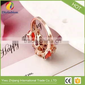 High Quality New Design Alloy Rose Gold Geometric Zircon Ring Wedding Colorful Crystal Rings Jewelry For Women thumbnail-5