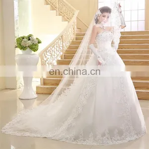 HS1623 2017 Lace Strapless Wedding Dress With Long Train Bridal Ball Gown thumbnail-2