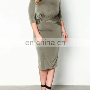Fashion Xxxxl Womens Wrap Front Dress Silky Wholesale Plus Size Women Clothing thumbnail-2
