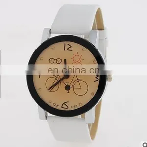 2017 New Women Wristwatch Fashion Casual Watches Cute Cartoon Bike Genuine Leather Watches Women Quartz Watch thumbnail-3