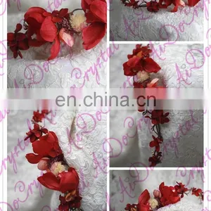 Aidocrystal Sex Red Wedding Hair Accessories Bridesmaid Bridal Hair Pins Blush Silk Flower Hair Accessory thumbnail-2