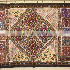 Designer Silk Cotton Old Sari Patchwork Wall Hangings and Tapestries thumbnail-2