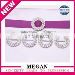 Fashion Round Shape Crystal Rhinestone Channel Buckles for Clothes Decoration thumbnail-1
