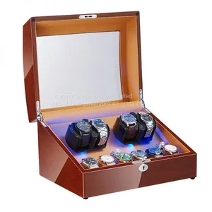 Spot Supply 4 Luxury Auto Watch Winder With 6 Watch Storage Wooden Watch Winder thumbnail-2