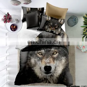 Home Textile 100% Polyester Animal Style 4 Piece Digital Wolf 3D Bedding Duvet Cover Set thumbnail-6