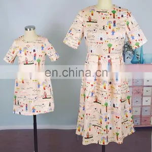 2019 Summer Printed Round Neck Short Sleeves Dress Long Women Mommy And Me Dress (this Link for Girls,1-8years) thumbnail-1
