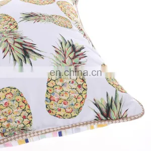 Summer Tropical Pineapple Design Cotton Linen Outdoor Square Home Decor Cushion Pillowcases Wholesale thumbnail-4