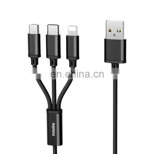 Remax 1.15M PVC 2.8 A Mobile Micro USB Cable 3 in 1 Charging Cable For Iphone 12 Android thumbnail-1