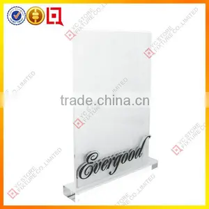 Clear White Acrylic Sign Holder With Laser LOGO on Base thumbnail-1