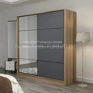 Modern 2 Mirror Doors Sliding Wardrobe Armoire thumbnail-2