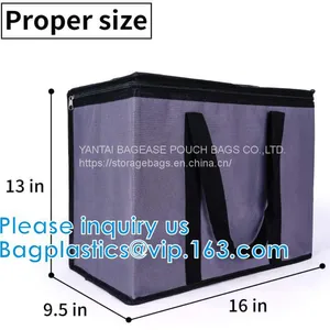 Silver Aluminium Foil Cake Pizza Carrier Insulated Thermal Lunch Picnic Bag Cooler Bag,Insulated Wine Cooler Bag/Wholesa thumbnail-2