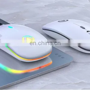 Drop Shipping Ultra-Thin Mini A2 Wireless Mouse Silent Mute Rechargeable LED Colorful Lights Computer Mouse thumbnail-5