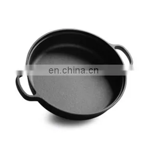 Camp Outdoor Indoor Double Use Black Dutch Pot Cast Iron Enamel Dutch Oven thumbnail-5