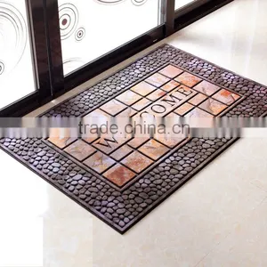 Nonslip Backing Heavy-duty Recycled Flocked Rubber Welcome Door Mat thumbnail-1