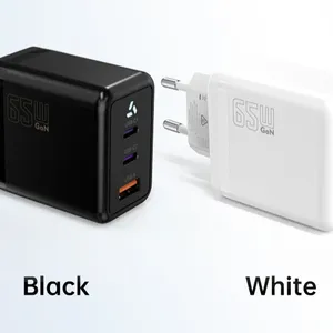USB-C GaN Wall Charger 65W for Home Office Setup, Powering Laptop, Tablet, and Phone Simultaneously, 3-Outlet thumbnail-3