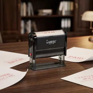 Factory Custom WES Stamp 15x60mm Square Automatic Office Stamp With Logo Printing for Financial Seals Corporate Authentication thumbnail-1