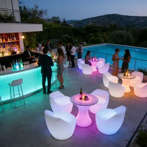 IP65 Waterproof Luminous Table Chair Set 16 Color Changing Design Fit for Outdoor Events Hotels Bars thumbnail-2
