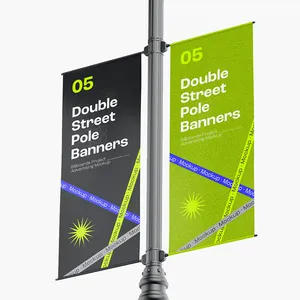 Customize Roadside Advertising Street Light Pole Banner Hardware Kit Double Sided Hanging Vinyl Eco-Friendly Flag Bracket Holder Arm thumbnail-1