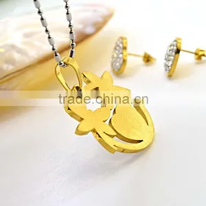 High Quality Women European Fashion Jewelry Set Chain Crystal Pendant Necklace & Charm Heart Earrings thumbnail-5