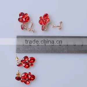 High Quality Jewelry White and Red Diamond Alloy Plating Silver Necklace Set thumbnail-2