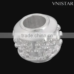 Vnistar Silver Plated Metal Beads Jewelry With Flower Raised for Bead Bracelet NecklacePBD2198 thumbnail-2