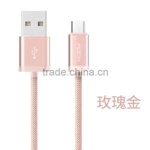 ROCK Metal Weave Micro Cable for Samsung s7 Edge/s7 1m Nylon 2.1A Quick Charging and Data Sync Micro USB Cable for Huawei/HTC thumbnail-5