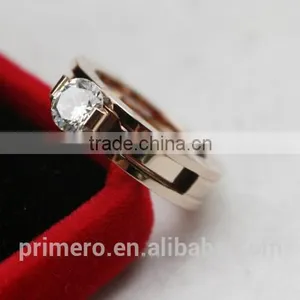 Classic Single Rhinestone Big Stone Titanium Steel Bulgarian Combo Carat Designs Rose Gold Ring Jewelry Accessories thumbnail-3