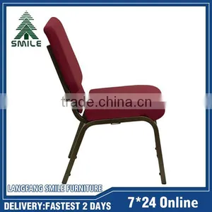 Burgundy Fabric Upholstery Armless Chapel Chair With Elegent Design thumbnail-2