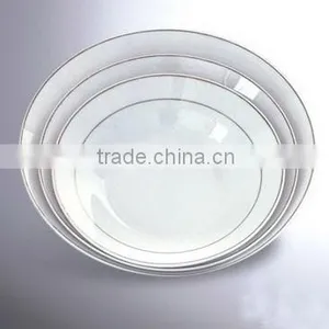Porcelain Ceramic Salad Bowl With Silver Rim,cheap Salad Plates thumbnail-1