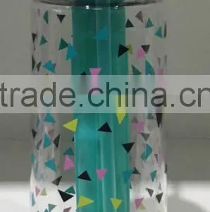 BPA Free Portable TRITAN Bottle With Straw and Ice Stick Plastic Water Bottle With Printing Design thumbnail-1