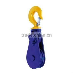 Blue Color Single Wheel Steel Pulley With Hook thumbnail-1