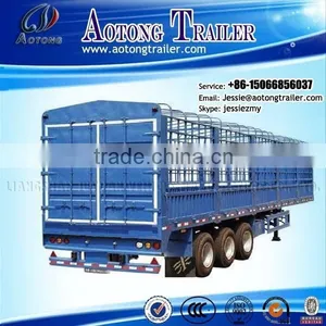 China Aotong Brand Tri Axle 30 Tons Stake Cargo Semi Trailer thumbnail-1