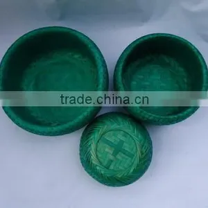 Vietnam Nice Handwoven Basket Set of 3 Bamboo Basket for Small Storage, Round Wicker Basket Set - Made in Vietnam thumbnail-1