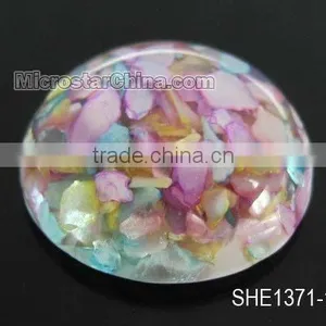 Colorful Dichroic Round Shell Cabochon Beads thumbnail-1