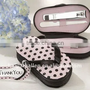 Pink Polka Flipflop Four Piece Pedicure Set With Matching "Thank You" Tag thumbnail-1