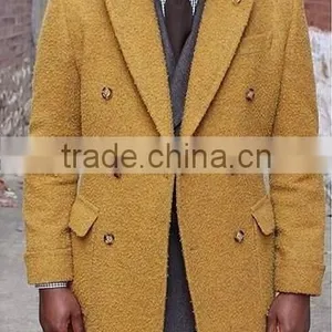 2016 Hot Double Breasted Yellow Turkish Long Coats thumbnail-2