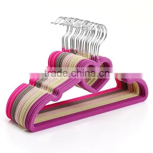 Non Slip Flocked Velvet Heart Coat Clothes Garment Hangers thumbnail-3