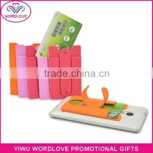 Hot Sell Custom Printing Silicone Smart Wallet With Strong 3M Adhesive Sticker Phone Stand for Promotion thumbnail-5