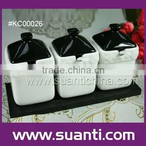 White Ceramic Condiment Bottles thumbnail-1
