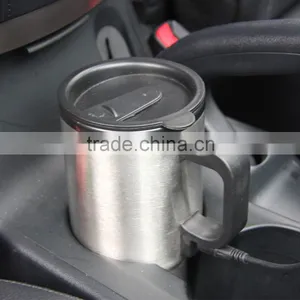 12V 450ml Stainless Steel Car Heated Cup Electronic Thermal Travel Mug Insulation Silver thumbnail-1