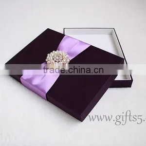 2016 Latest Wedding Gift Box for Invitation Cards With Ribbon Custom Made thumbnail-1