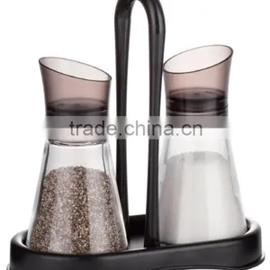 SINOGLASS 2 Jars 95ml Bugle Shape Cap Glass Salt and Pepper Spice Jar Set thumbnail-1