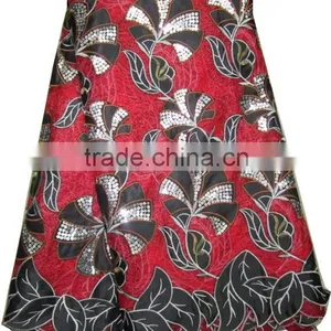 African Organza Lace With Sequins Embroidery CL8106-5 Black+red thumbnail-1