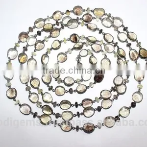 BEZEL CHAINS WITH GREEN AMETHYST AND BEADS thumbnail-5