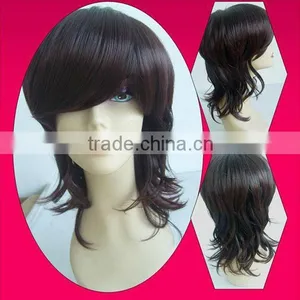 Wholesale Black and Red Medium Curly Wig thumbnail-1