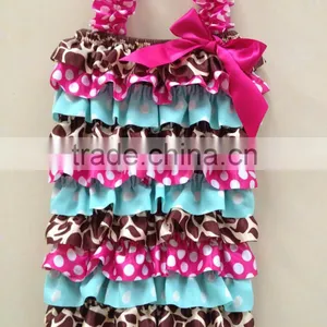 Hot Sale Fashion/ Pretty/ Soft Ruffled Rompers Baby Sleeveless Rompers/ Bodysuit Best Posh Petti Ruffle Lace And Satin Rompers thumbnail-5
