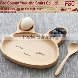 Kids Dinner Plate,beech Wood Food Tray,rabbit Shape Tray thumbnail-1