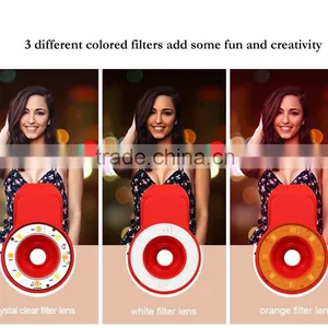 Universal Clip-On Selfie LED Light With Colored Filters And Camera Lens Kit For Smart Phones Tablets thumbnail-4