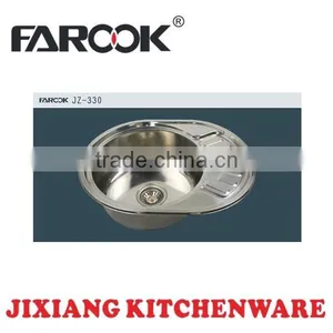 Inset Round Bowl Small Drainboard Stainless Steel Kitchen Sink thumbnail-1