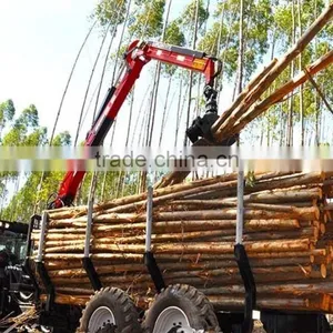 Tractor Use Forest Hydraulic Log Trailer Wood Wagon Timber Loading Trailer Log Wagon With Crane Grapple thumbnail-1